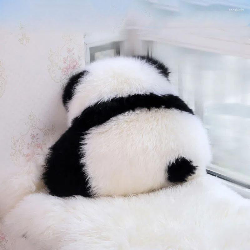 Descanso super bonito irritado panda vista traseira almofadas de lã/artificial para cama sofá piso s aconchegante