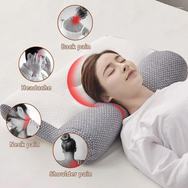 Almohada de corrección súper ergonómica, reparación de dolor de cuello, posición ortopédica para dormir, contorno Cervical para alivio de hombros