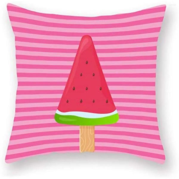 Oreiller super doux couvertures décoratives fruits d'été thème rose caricature rose de pastèque couverture carrée