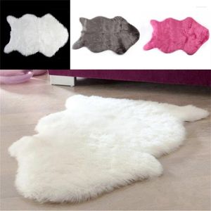 Almohada súper suave falso de piel de oveja alfombra lavable con almohadilla de asiento peludo tibio alfombras esponjosas alfombras de piel para sillas de piso sofás s 60x40cm