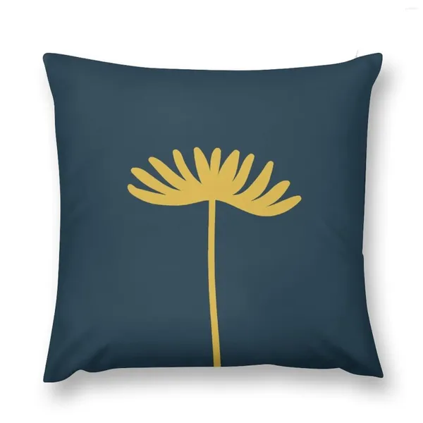 Almohada flor alta minimalista floral en mostaza clara amarillo y azul oscuro tapa de sofá para la cubierta para