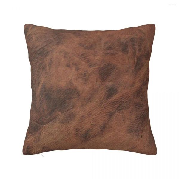Oreiller brun brun vieux cuir |Cas de la vache éthique et de la peau Sofa décoratif