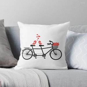 Oreiller Bicycle en tandem avec des oiseaux d'amour mignons lancez des couvertures de Noël pour la couverture du canapé