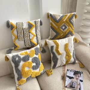 Kussentrookjes geometrische getufte bank cover Home Decor Yellow Pillowcase Boheemian
