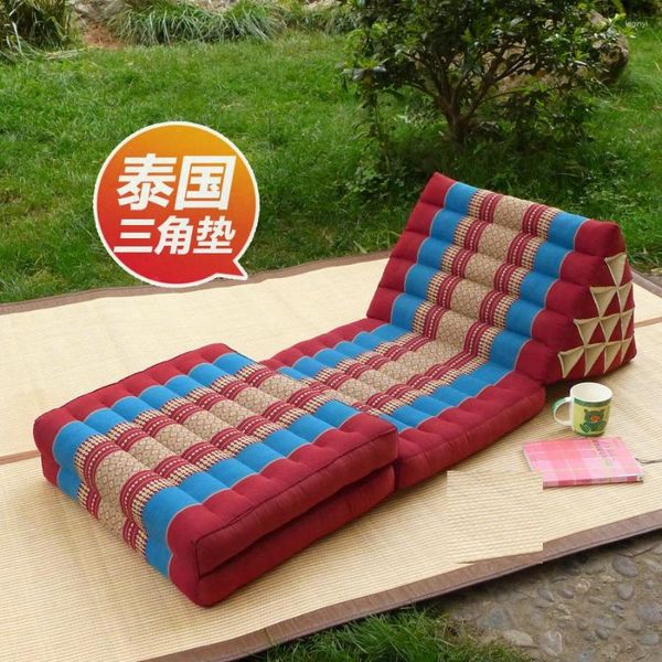 Oreiller Style Thaï Vert Tatami Tapis De Sol Dépliant Asie Du Sud-Est Cushon Kapok Remplissage Fenêtre 180x55x40cm Chaise Longue Pliante