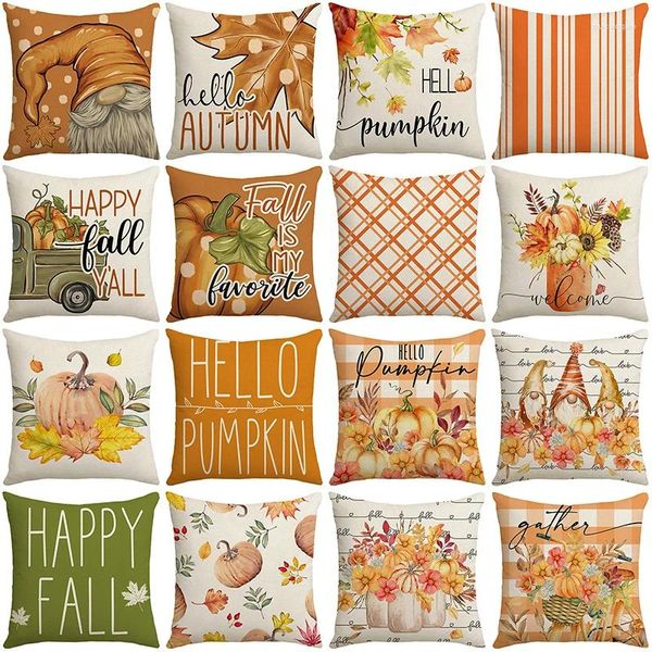 Housse de coussin décorative pour Thanksgiving, taie d'oreiller 45x45cm, décorations pour la maison, ferme à citrouille, fournitures de fête de vacances