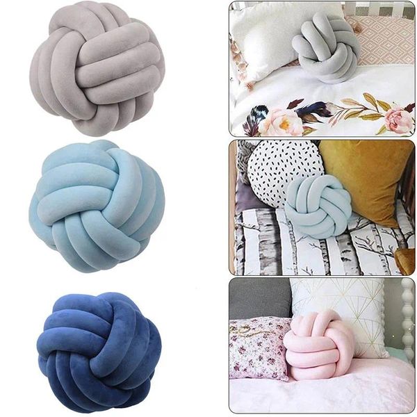 Almohada De Tres Hilos Nudo Creativo Bola Siesta Decorativa Tejida A Mano En Forma De Cama Sofá De Felpa Habitación 20 27c