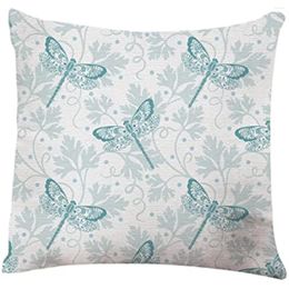 Couverture de lanceur d'oreiller Beau libellule fraîche et persil floral de décoration d'oreiller pour canapé 18x18 pouces