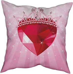 Taies d'oreiller carrées, taies d'oreiller décoratives modernes, cœur d'amour rouge avec Design de Style couronne de dessin animé