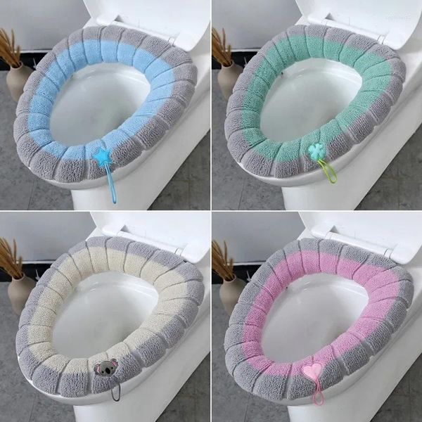 Mat de siège de toilettes d'oreiller Four saisons Couverture en tricot lavable ménage O Type universel