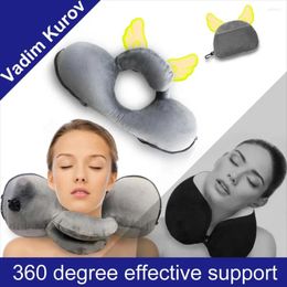 Almohada de viaje, almohadas inflables, cojín suave de aire, productos innovadores portátiles, soporte para la espalda, cuello plegable