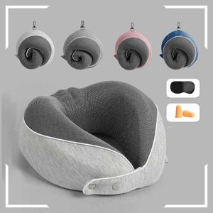 Pillow Travel Memory Foam Neck Comfortable Breathable Cover Machine Washable Airplane Kit W 3D Sleep Mask Earplugs 230904