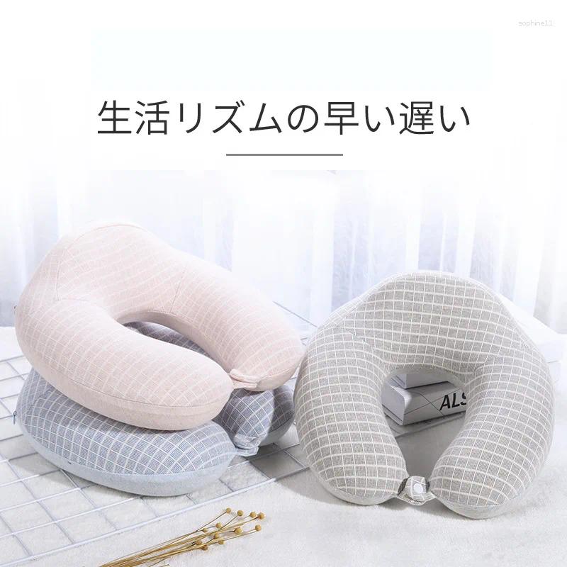 Pillow Travel Multifunctional Creative Neck Pure Cotton Plaid U-shaped Car