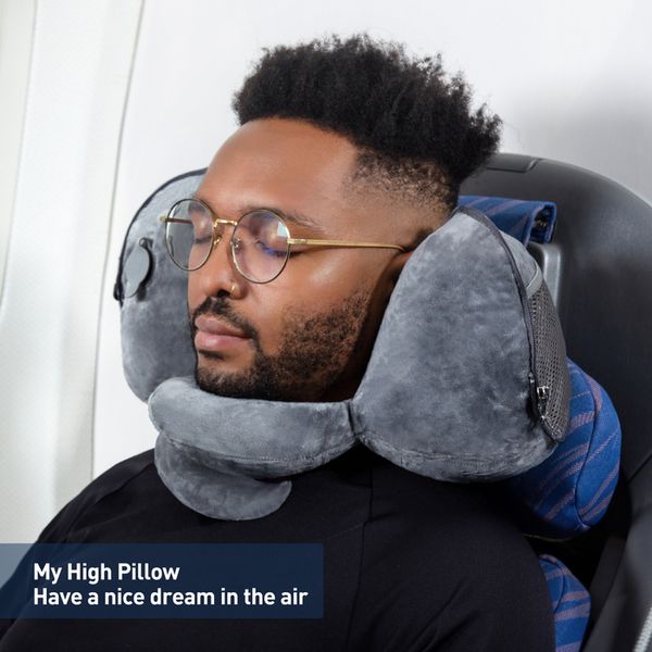 Almohada Almohada de viaje Almohadas inflables Cojín suave de aire Viaje Productos innovadores portátiles Soporte para la espalda del cuerpo Almohada plegable para el cuello 230627