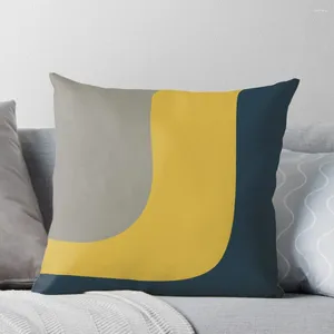 Oreiller Triple vague motif minimaliste en jaune moutarde bleu marine et gris jeter taie d'oreiller de noël Anime