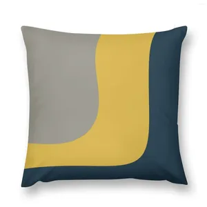 Almohada patrón minimalista de ola triple en mostaza amarilla azul marino azul marino y grises de sofá para sala de estar
