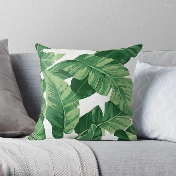 Almohada hojas de plátano tropical ii lanza la sala de estar de lujo decorativa s