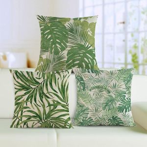 Kussen tropische groene plantenbladeren gooien linnen kast huis verse zonneschijn decor stijl sofa stoel decoratieve deksel 45x45 cm