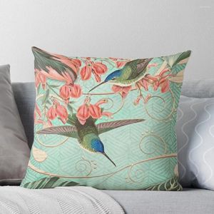 Housse de coussin brodée à la menthe tropicale et au corail, articles de décoration pour la maison, pour le salon