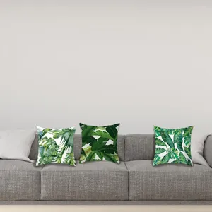 Taie d'oreiller en feuille de palmier tropicale, taie d'oreiller à motif de plante verte, pour la décoration de la maison, lot de 4, fermeture éclair 18x18