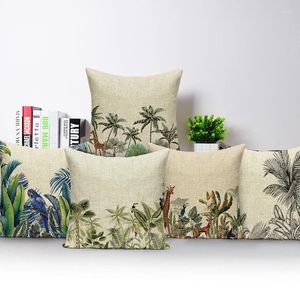 Oreiller plante tropicale fleurs oiseau Case Animal girafe couverture canapé siège décoration de la maison jeter taie d'oreiller