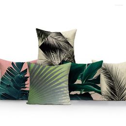 Oreiller plantes tropicales feuilles imprimé coussins couverture Polyester feuille de palmier canapé siège décor à la maison taie d'oreiller