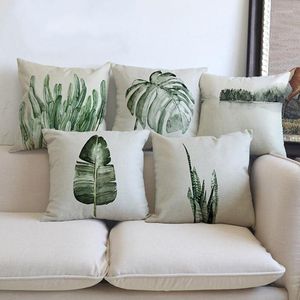 Kussen Tropische Planten Palm Bladeren Cactus Case Hand Schilderen Groene Sofa Gooi Cover Outdoor Strand S