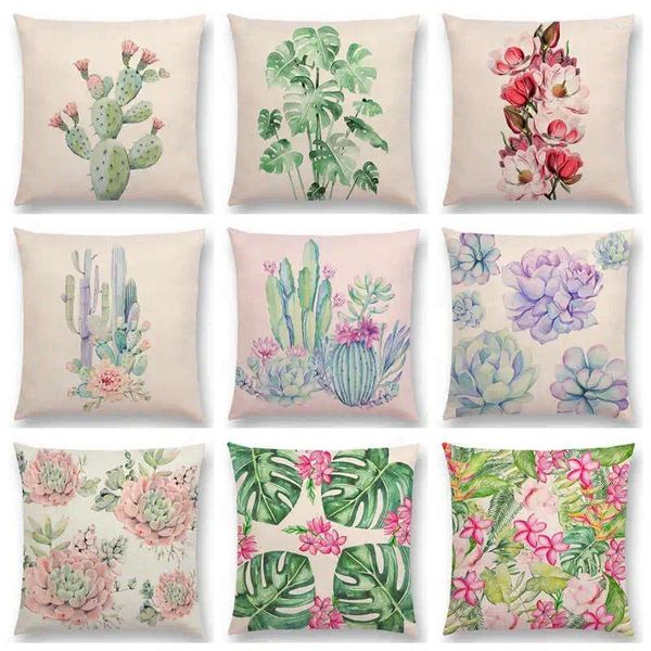 Almohada de flores de estilo tropical para la caja de lino de sofá decoración del hogar lanza de primavera housse de coussin
