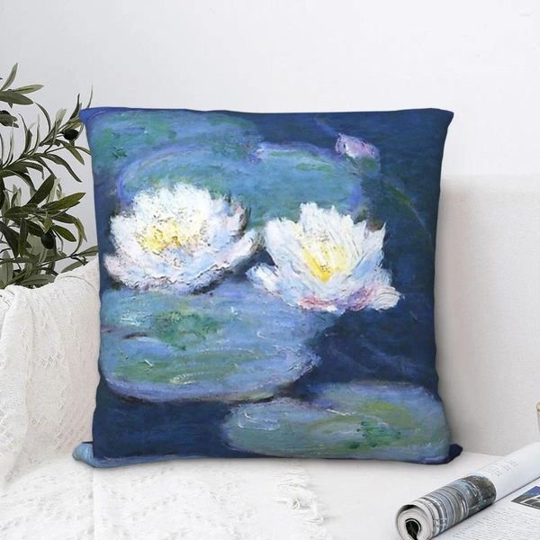 Almohada Dos lirios de agua Monet Fine Trow Destrionismo Arte Mochila s Cubiertas de bricolaje Impreso fresco para la decoración del sofá