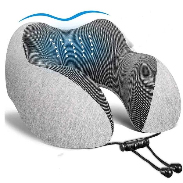 Almohada en forma de U Memoria Espuma Almohadas para el cuello Masaje de viaje suave Avión para dormir Ropa de cama para el cuidado de la salud cervical 230901