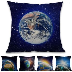 Oreiller univers terre Airscape Europe afrique et asie reliefs motif lin étui maison canapé décoration couverture 45x45 cm