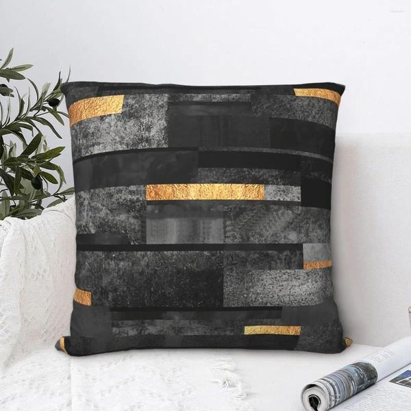 Oreiller Urban Urban Black and Gold Worewcase Art Backpack for Sofa DIY Imprimé Office Hug Decorative