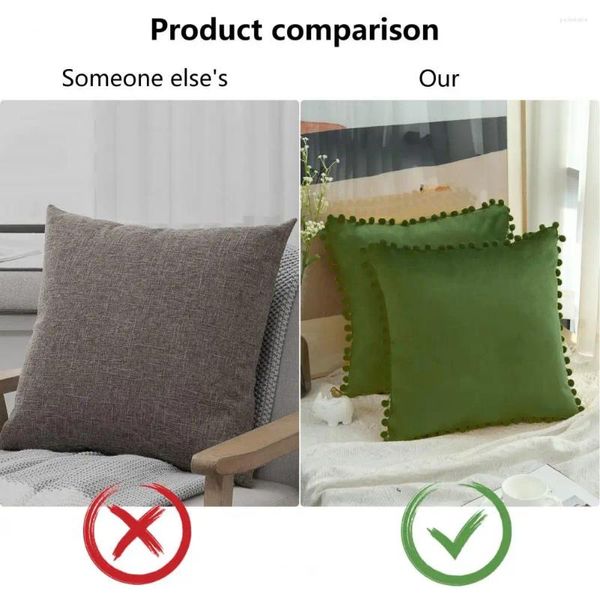 Caso de terciopelo de almohada con pompones acogedor con cremallera oculta con cremallera moderna boho sofá