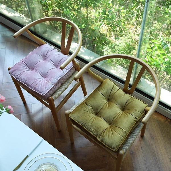 Cojines de silla de terciopelo con lazos, cómodo asiento sólido para sillas, suelos de madera dura
