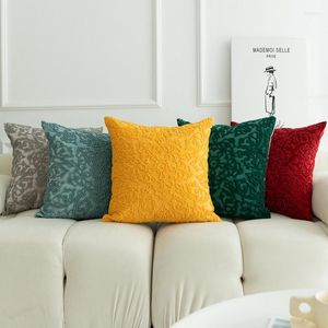 Funda de almohada con bordado geométrico de terciopelo, decoración lujosa para el hogar, sofá de 45x45cm, azul, amarillo, gris y rojo