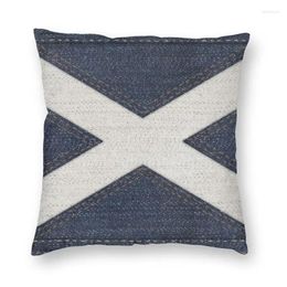 Oreiller drapeau vibrant de l'Écosse dans le couverture de texture en denim décoration intérieure 3d deux jeans écossais à imprimé latéral pour le salon