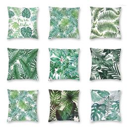 Oreiller vibrant plantes tropicales couverture décoration Jungle vert feuilles carré étui jeter pour canapé Double face impression