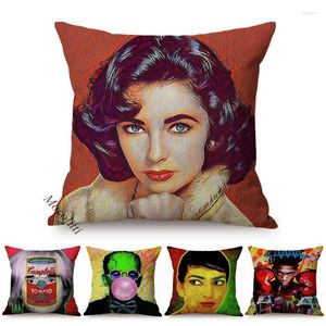 Pillow Vintage Art Style Home Decoration Case Elegant Woman Portrait Cotton Linen Print Office Bar Sofa Square Square