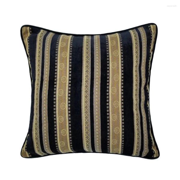 Almohada Vintage Classic Soft Heavy Chenille Velvet Black Stripe Pipping Funda cuadrada Funda de sofá 45 x cm Vender por pieza