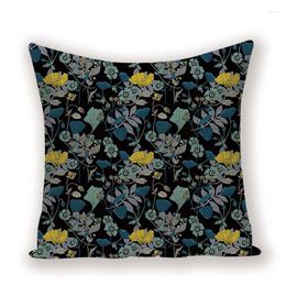 Oreiller Vintage décoratif couvre Shabby Chic Floral décor à la maison canapé chaise S noir taie d'oreiller personnalisé lin couverture