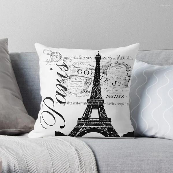 Oreiller vintage Eiffel Tower Parisan Paris France Style Throw Cover Couvertures de Noël