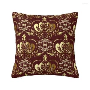 Pillow Vintage Gold Royal Royal Scailless Couvre 45x45 DÉCOR INDÉRIEUR IMPRESSION EUROPEL BAROQUE FLORAL COUPE POUR SOFA Deux côté