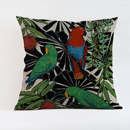 Kussen vintage hand geschilderde papegaai patroonomslag tropische vogel toucan katoen linnen decoratiegalerij sofa gooi