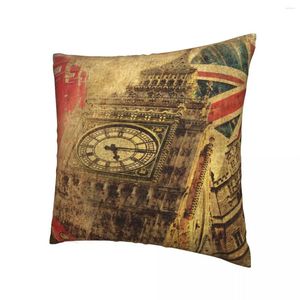 Almohada vintage londin caja de la caja de almohada estampada estampada decorativa de bandera británica estuche casera cremallera 18 