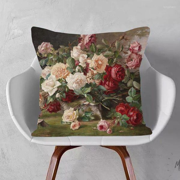 Oreiller des fleurs de peinture à l'huile vintage couvre 12 styles