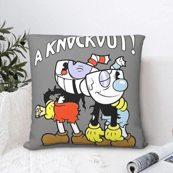 Pillow Vintage Retro Affiche un knock-out Case Cuphead Cala Maria Game Short plus Covers pour le sac à dos décoratif à la maison