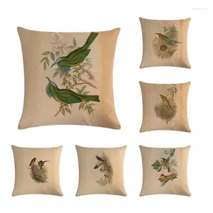 Oreiller des oiseaux de style vintage hirondelle couvre les fleurs rétro européennes peignant la couverture d'art coton coton coton coton zy144
