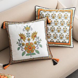 Oreiller Vintage glands couverture Orange Mandala Floral velours maison décorative 45x45 salon canapé-lit chaise