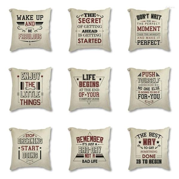 Pillow Vintage Throw Case 45x45 Typographie Citations inspirantes lettres imprimées nordiques décoratives de couverture décor