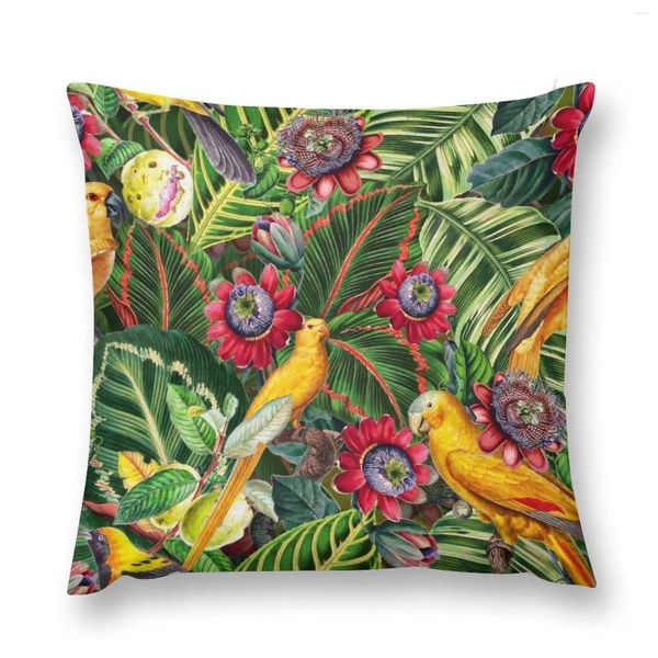 Almohada Vintage Tropical Bird Jungle Garden Throw Cubierta de lujo para el sofá